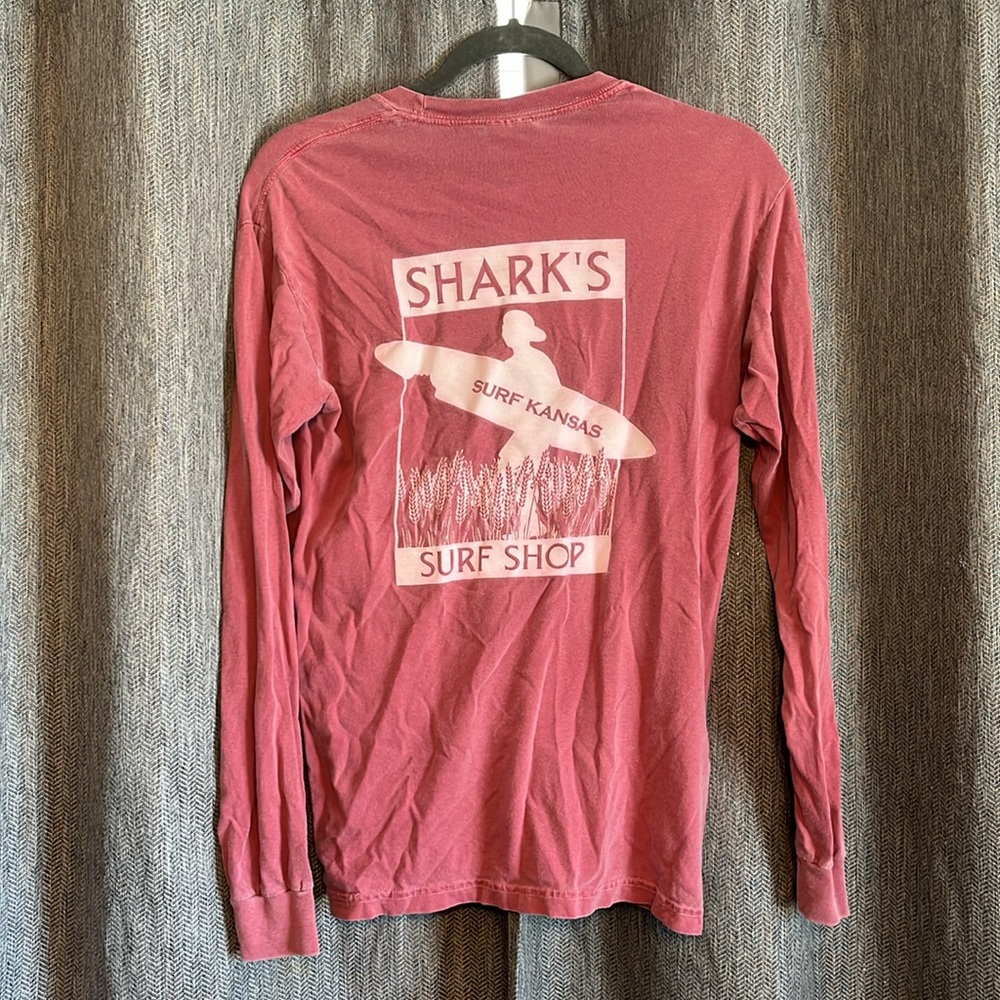 Dusty Pink Sharks Surf Shop Long Sleeve Tee Comfort Colors